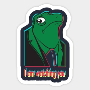 Cool, funny, cute frog with tuxedo, wstching you Sticker